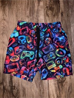 Source Unknown Kids Neon Gaming Swim Trunks - Multicolor